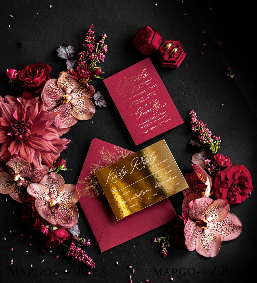 HOCHZEITS EINLADUNGEN Gold / Roségold / Silber / Glitzer Luxuriöse rote Samt-Hochzeitseinladungen, elegante Plexiglas-Acryl-Hochzeitskarten, glamouröse burgunderfarbene arabische Hochzeitseinladungen, indisches goldenes Glanz-Hochzeitseinladungspaket.