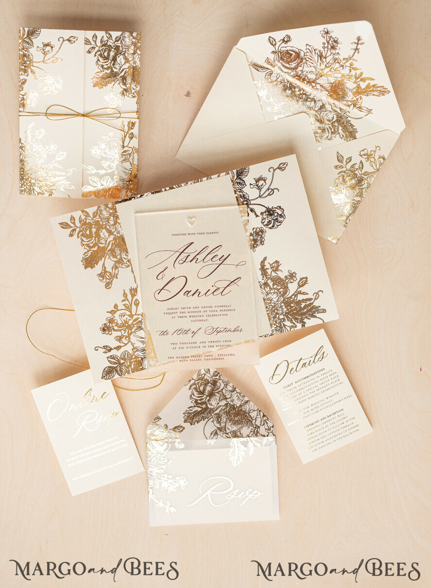 WEDDING INVITATIONS gold / rose gold / silver / glitter Luxury Gold Foil Wedding Invitations, Plexi Glamour Wedding Invitation Suite, Elegant Velvet Wedding Cards, Bespoke Golden Wedding Stationery