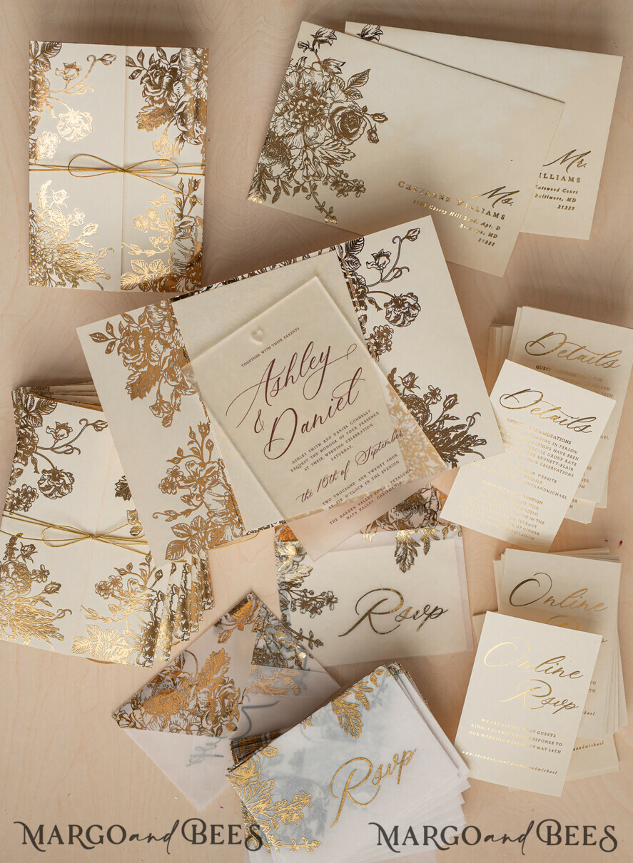 WEDDING INVITATIONS gold / rose gold / silver / glitter Luxury Gold Foil Wedding Invitations, Plexi Glamour Wedding Invitation Suite, Elegant Velvet Wedding Cards, Bespoke Golden Wedding Stationery