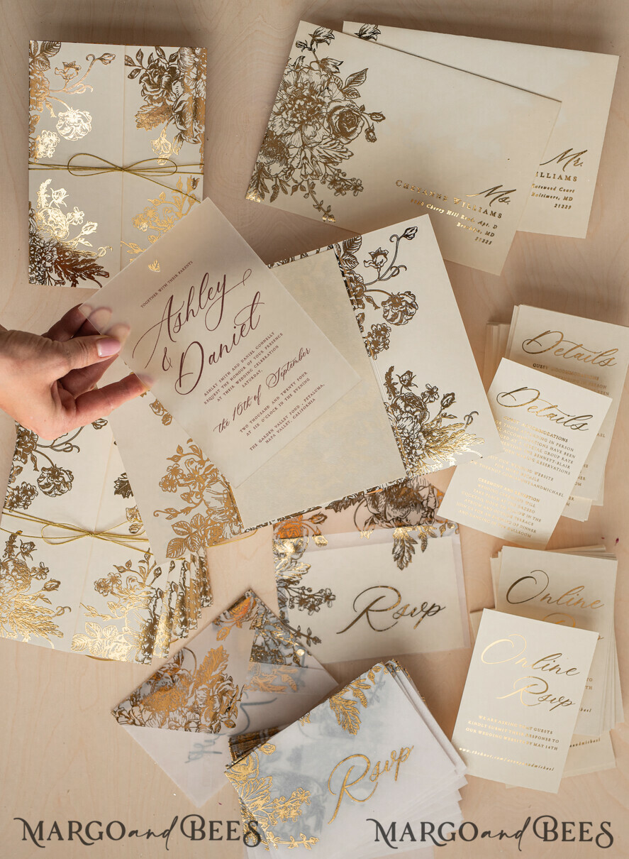 WEDDING INVITATIONS gold / rose gold / silver / glitter Luxury Gold Foil Wedding Invitations, Plexi Glamour Wedding Invitation Suite, Elegant Velvet Wedding Cards, Bespoke Golden Wedding Stationery