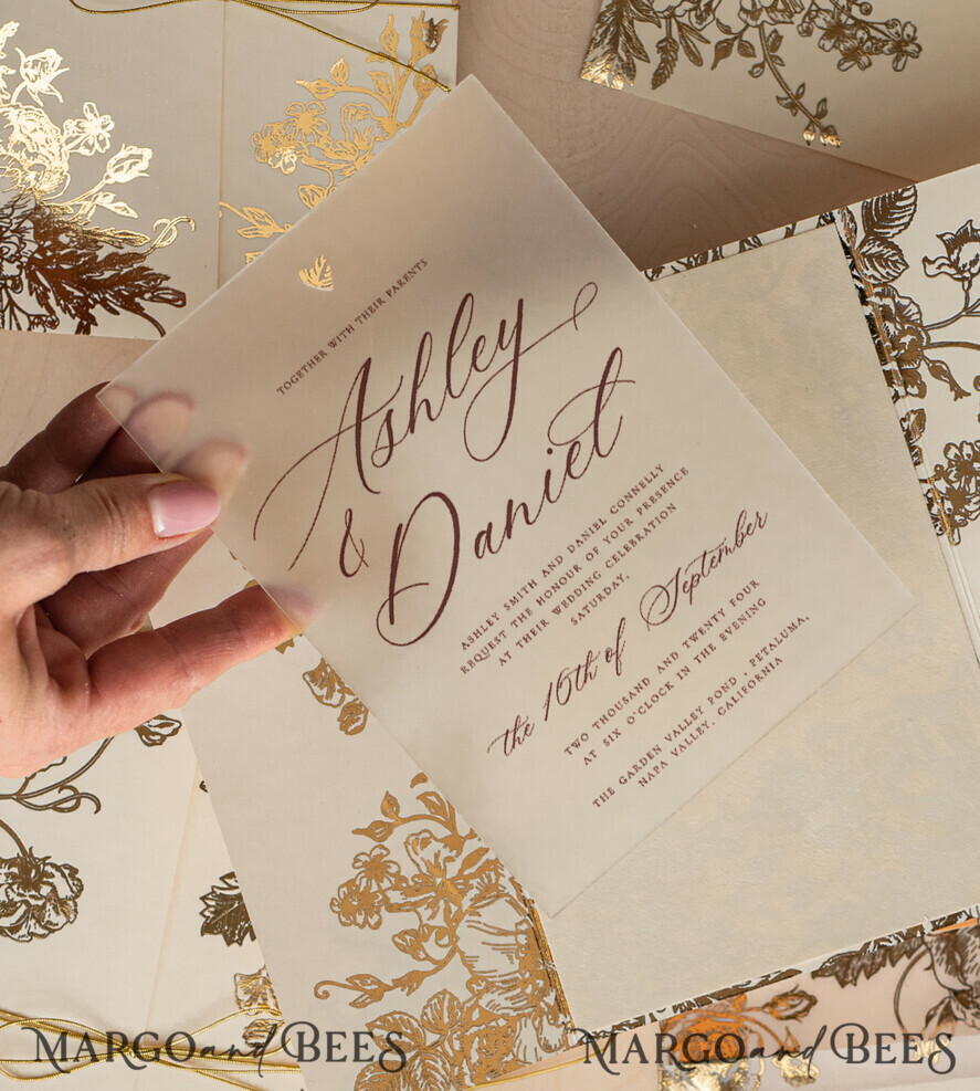 WEDDING INVITATIONS gold / rose gold / silver / glitter Luxury Gold Foil Wedding Invitations, Plexi Glamour Wedding Invitation Suite, Elegant Velvet Wedding Cards, Bespoke Golden Wedding Stationery