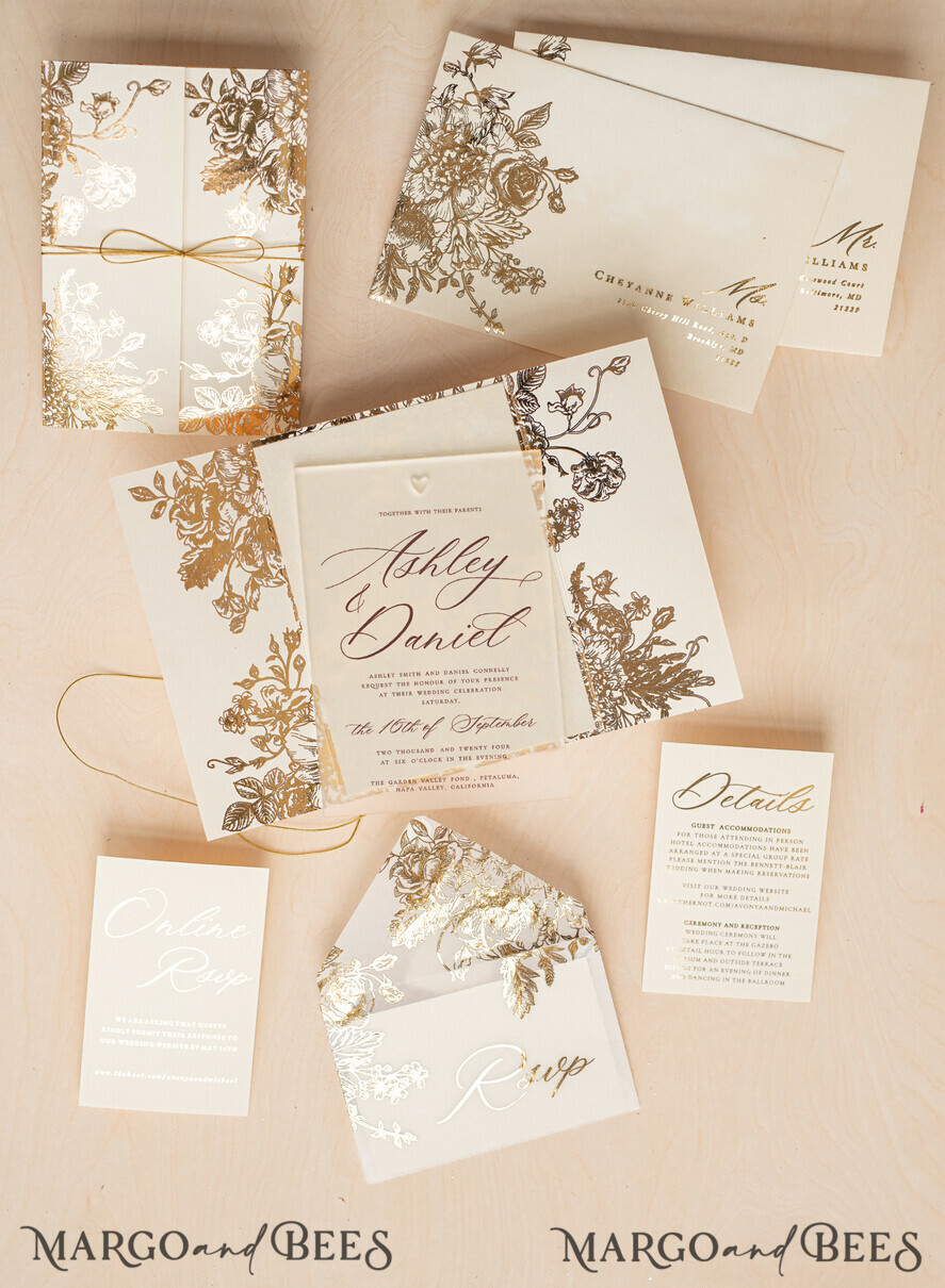 WEDDING INVITATIONS gold / rose gold / silver / glitter Luxury Gold Foil Wedding Invitations, Plexi Glamour Wedding Invitation Suite, Elegant Velvet Wedding Cards, Bespoke Golden Wedding Stationery