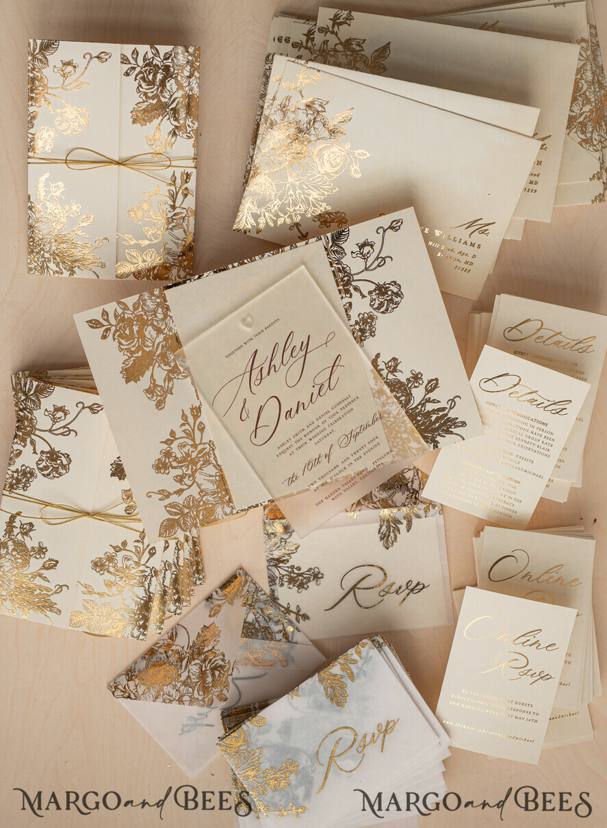 WEDDING INVITATIONS gold / rose gold / silver / glitter Luxury Gold Foil Wedding Invitations, Plexi Glamour Wedding Invitation Suite, Elegant Velvet Wedding Cards, Bespoke Golden Wedding Stationery