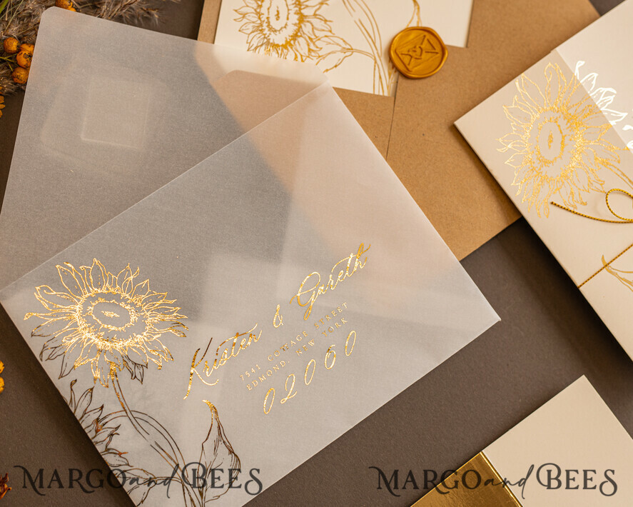 WEDDING INVITATIONS gold / rose gold / silver / glitter Golden Glitter Wedding Invites, Luxury Gold Foil Wedding Cards, Romantic Sunflower Wedding Invitations, Luxury Glamour Nude Wedding Stationery