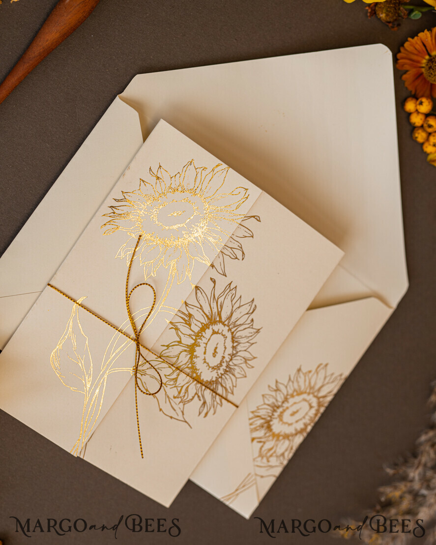 WEDDING INVITATIONS gold / rose gold / silver / glitter Golden Glitter Wedding Invites, Luxury Gold Foil Wedding Cards, Romantic Sunflower Wedding Invitations, Luxury Glamour Nude Wedding Stationery