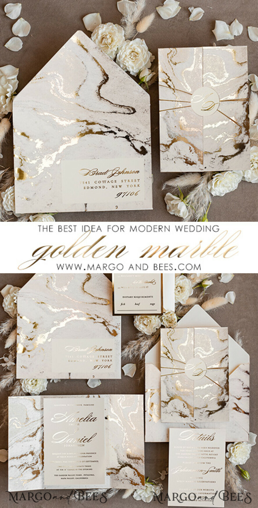 WEDDING INVITATIONS gold / rose gold / silver / glitter Golden Marble Wedding invitations, Luxury Gold Foil Wedding Invitation set,  Marble Glamour Wedding Invitation Suite, elegant  Wedding Cards Marble