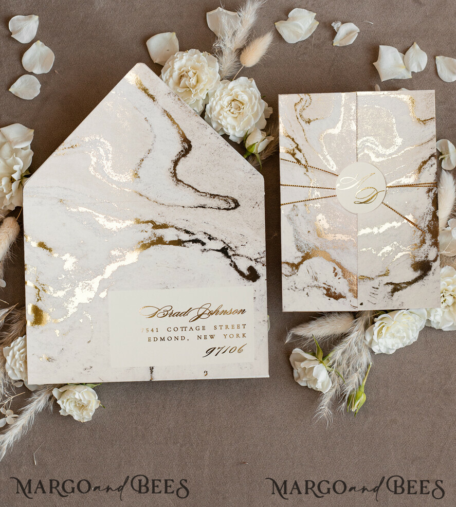 WEDDING INVITATIONS gold / rose gold / silver / glitter Golden Marble Wedding invitations, Luxury Gold Foil Wedding Invitation set,  Marble Glamour Wedding Invitation Suite, elegant  Wedding Cards Marble