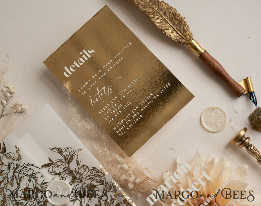 WEDDING INVITATIONS gold / rose gold / silver / glitter Acrylic Wedding invitation suite, Boho Glam Wedding Invitations, Golden Shine Wedding Invitates, Elegant Gold Wedding Cards