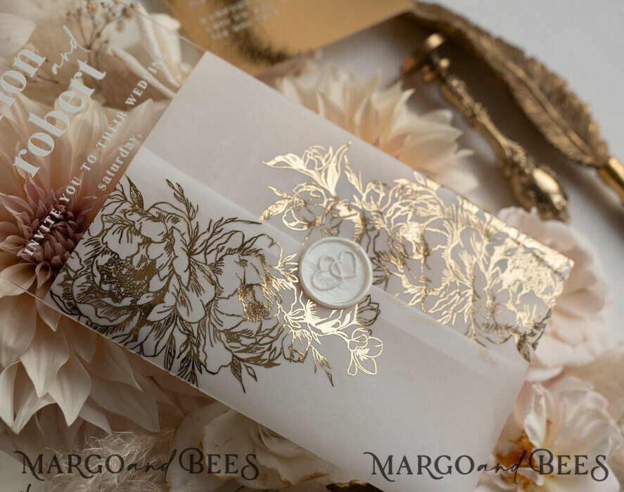 WEDDING INVITATIONS gold / rose gold / silver / glitter Acrylic Wedding invitation suite, Boho Glam Wedding Invitations, Golden Shine Wedding Invitates, Elegant Gold Wedding Cards