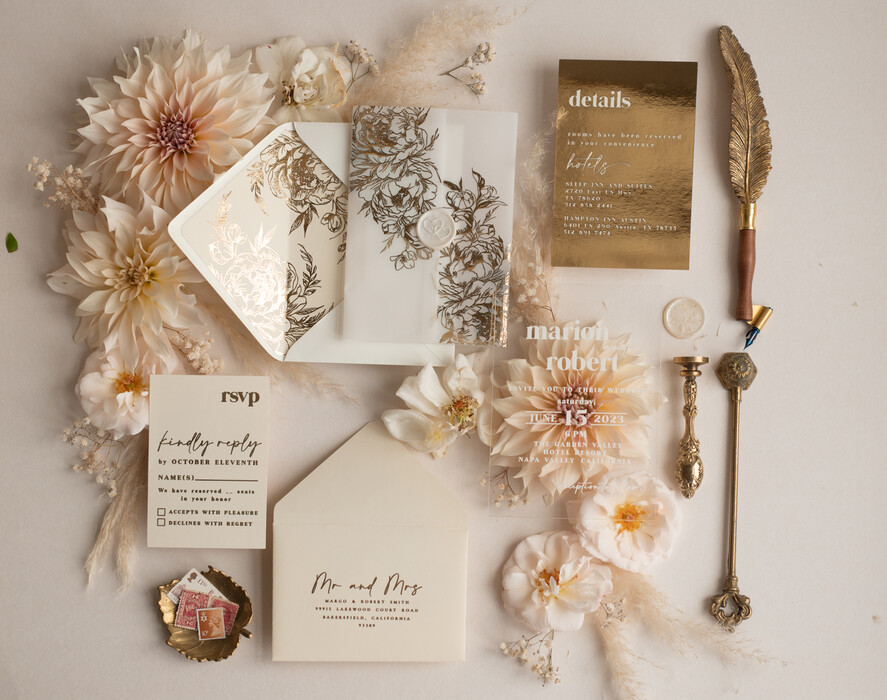 WEDDING INVITATIONS gold / rose gold / silver / glitter Acrylic Wedding invitation suite, Boho Glam Wedding Invitations, Golden Shine Wedding Invitates, Elegant Gold Wedding Cards