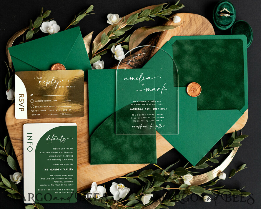Wedding Envelopes Modern Custom Emerald Green