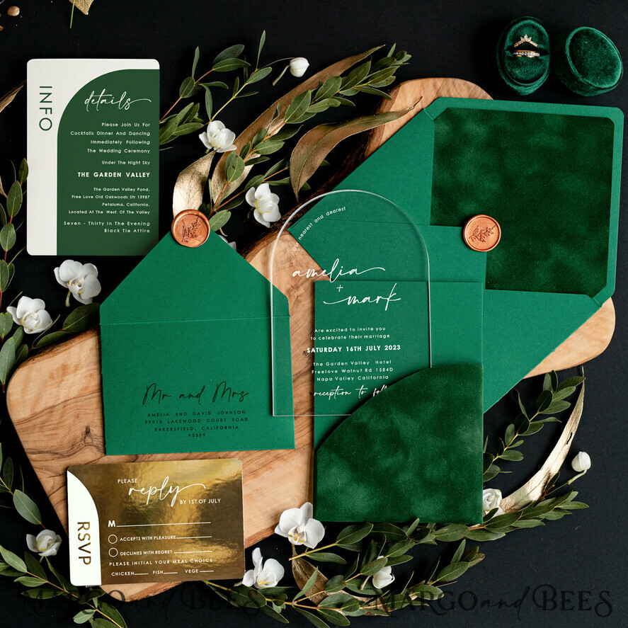 Emerald Green and Champagne Gold Wedding Card Box Gold 