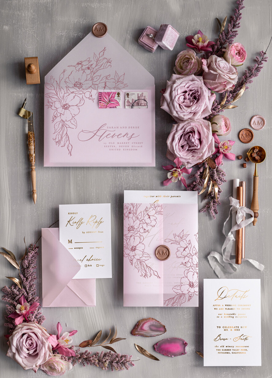 WEDDING INVITATIONS gold / rose gold / silver / glitter Luxury Blush Pink Wedding Invitation Suite, Elegant Blush Pink Wedding Cards, Boho Pink Wedding Invitations, Luxury Elegant Wedding Stationery