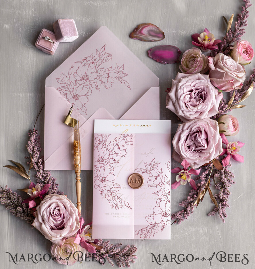 WEDDING INVITATIONS gold / rose gold / silver / glitter Luxury Blush Pink Wedding Invitation Suite, Elegant Blush Pink Wedding Cards, Boho Pink Wedding Invitations, Luxury Elegant Wedding Stationery