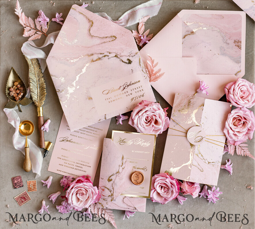 WEDDING INVITATIONS gold / rose gold / silver / glitter Personalised  Marble Wedding invitations, Luxury  Gold Foil Wedding Invitation set, Blush Pink Marble Glamour Wedding Invitation Suite, Luxury  Wedding Cards blush Pink Marble