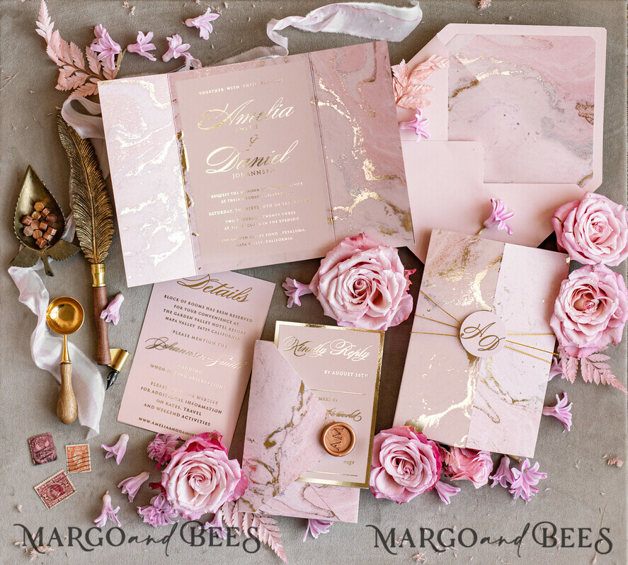 WEDDING INVITATIONS gold / rose gold / silver / glitter Personalised  Marble Wedding invitations, Luxury  Gold Foil Wedding Invitation set, Blush Pink Marble Glamour Wedding Invitation Suite, Luxury  Wedding Cards blush Pink Marble