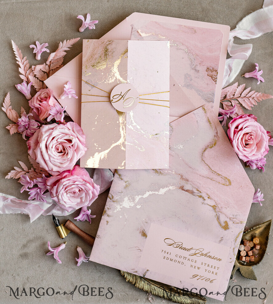 WEDDING INVITATIONS gold / rose gold / silver / glitter Personalised  Marble Wedding invitations, Luxury  Gold Foil Wedding Invitation set, Blush Pink Marble Glamour Wedding Invitation Suite, Luxury  Wedding Cards blush Pink Marble