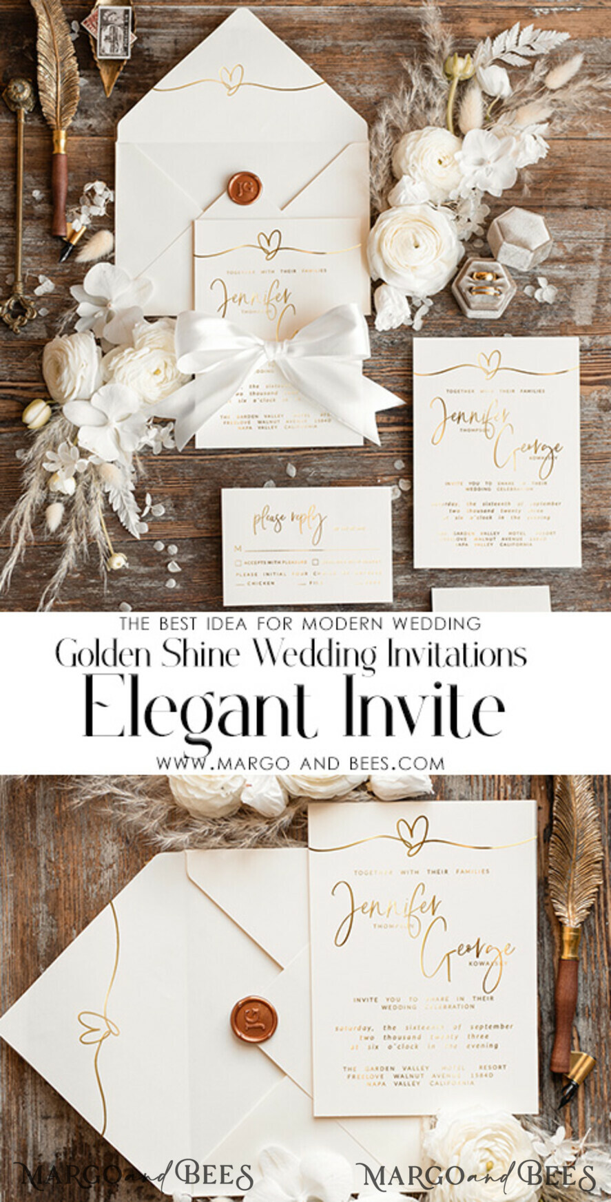 Simple wedding invitation, Glamour Wedding Invitations, Modern Wedding ...