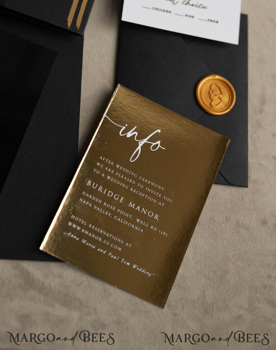 WEDDING INVITATIONS gold / rose gold / silver / glitter Halloween Gold Wedding Invitations, Black Gloss Acrylic Invitation set, Spooky plexi Invites Goth Wedding Invitation Cards, Gold Skeleton Wedding Set