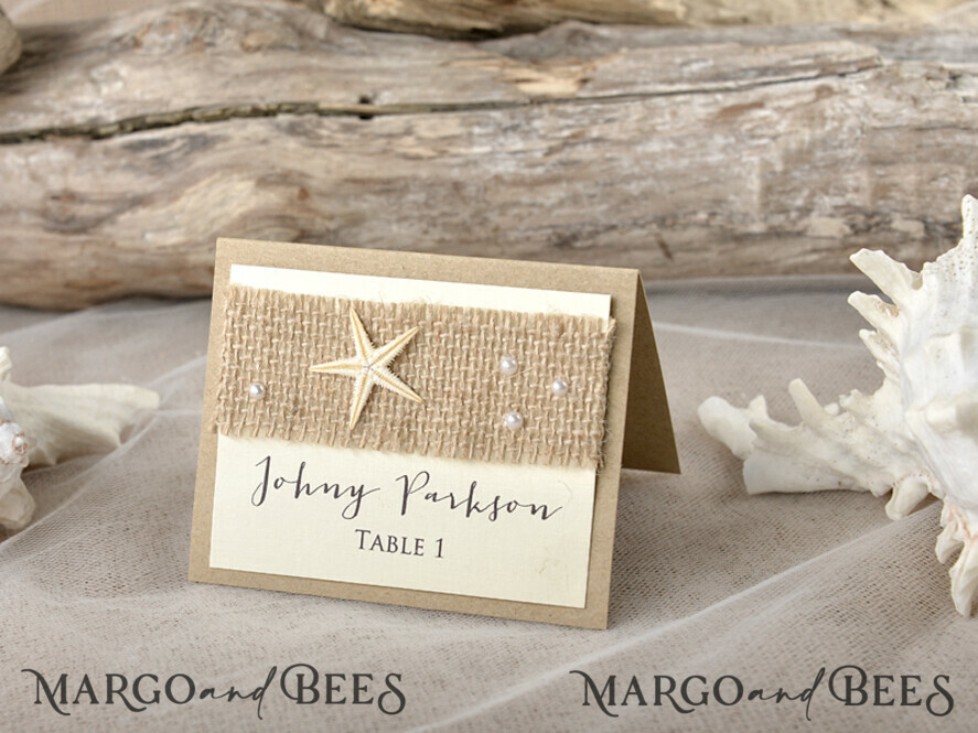Beach themed wedding place card holders sale