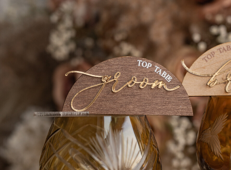 Rustic Wood and Golden Top Table Mr Mrs signs with stand, Country Barn Top  Table Sign, Wood & Golden