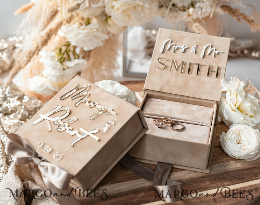 Engraved Wooden Wedding Ring Box | Personalised Favours