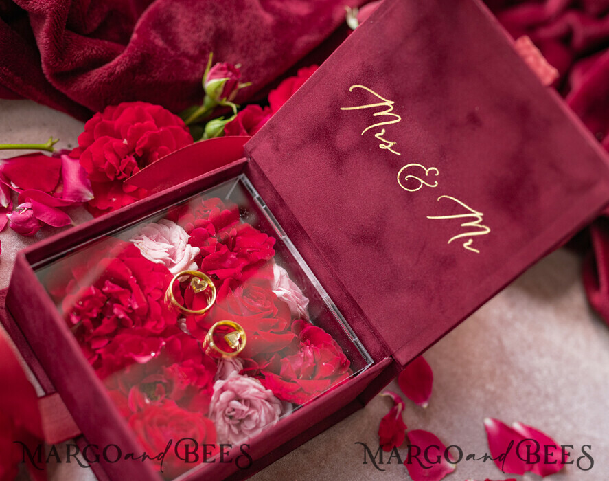 Maroon Velvet Ring Box 