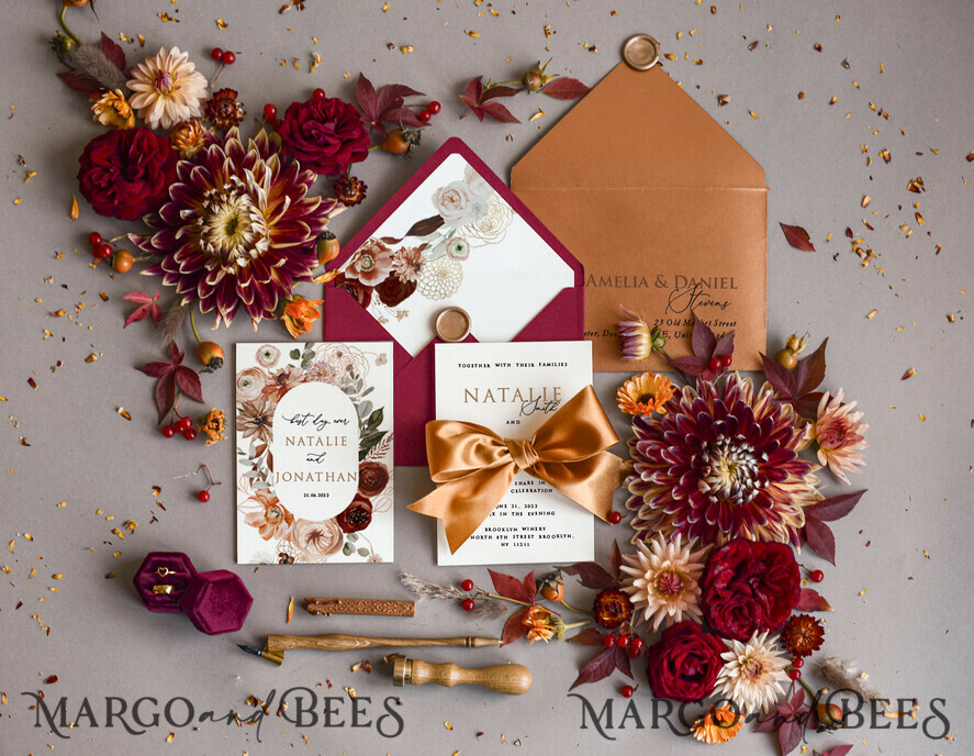 WEDDING INVITATIONS Modern Invites Floral Cards 