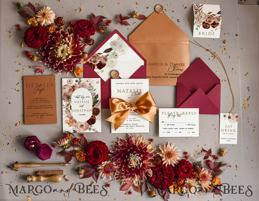WEDDING INVITATIONS Modern Invites Floral Cards 