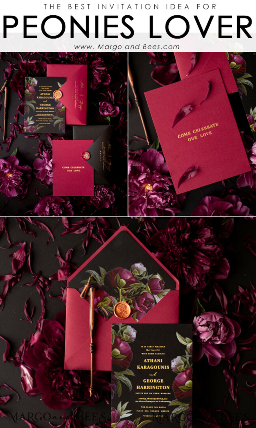 HOCHZEITS EINLADUNGEN Moderne Einladungen Florale Karten Schwarze Hochzeitseinladungen, schwarze Karte, rote Hochzeitseinladungen, burgunderrote Hochzeitseinladungen, Marsala Hochzeitseinladungen, Blumenblüte, roter Umschlag, rot-schwarze Hochzeitseinladungen, florale Hochzeitseinladungen, goldene Beschriftung, vintage Blumen, vintage Blumenillustration, vintage Hochzeitseinladungen, florale Hochzeitspapeterie, florale Hochzeitsaccessoires, personalisierte Hochzeitseinladungen, handgemachte Hochzeitseinladungen.