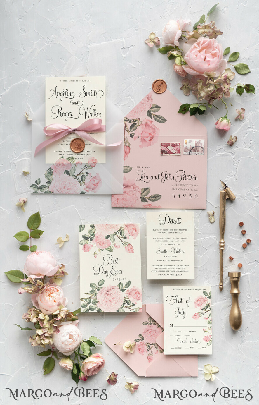 Blush pink wedding invitations, blush pink wedding cards, blush pink  wedding stationery, blush pink wedding accessories, ecru wedding  invitations