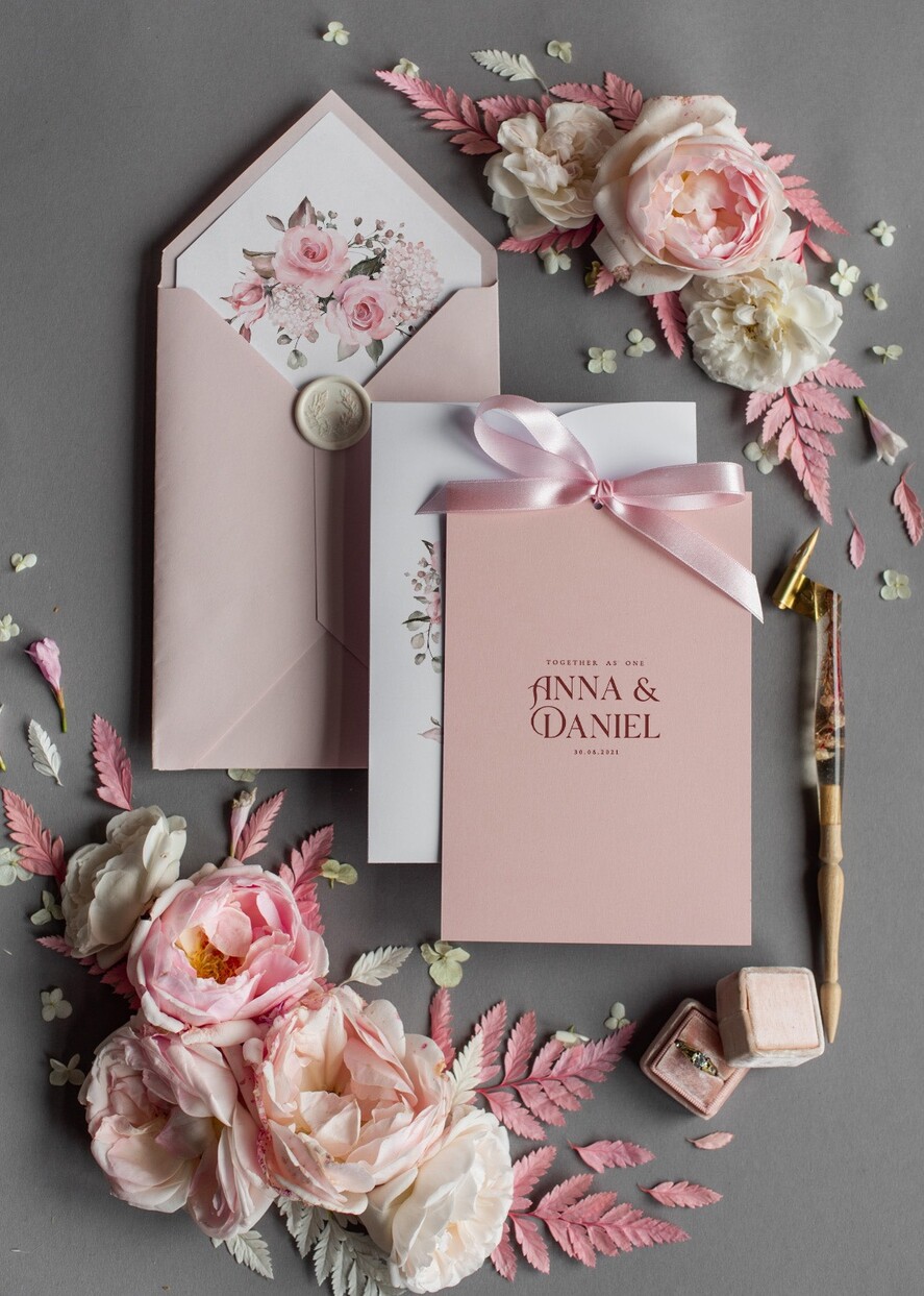 WEDDING INVITATIONS Modern Invites Floral Cards  Elegant Blush Pink Wedding Invitations, Glamour Arabic Pocket Wedding Invites, Modern Floral Wedding Cards, Minimalistic Wedding Invitation Suite