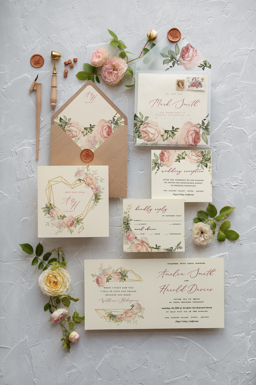 Blush handmade recycled paper for Wedding invitations and