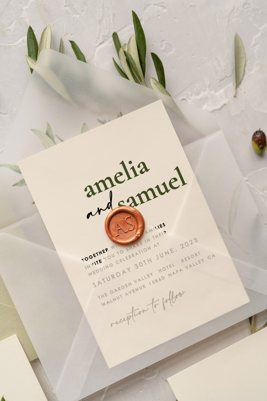 WEDDING INVITATIONS Modern Invites Floral Cards Handmade wedding invitation, Olives Tuscany Wedding invitations, Greek Travel Wedding Stationery, Natural Olives Luxury wedding Invites