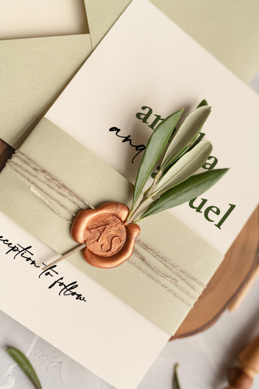 WEDDING INVITATIONS Modern Invites Floral Cards Handmade wedding invitation, Olives Tuscany Wedding invitations, Greek Travel Wedding Stationery, Natural Olives Luxury wedding Invites