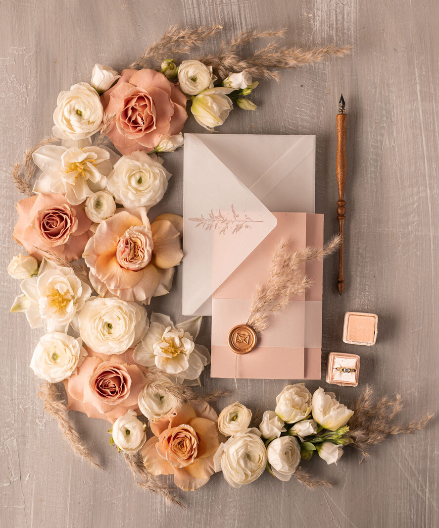 WEDDING INVITATIONS Modern Invites Floral Cards Boho Blush Pink Wedding Invitations, Bohemian Pampass Grass Wedding Invites, Modern Wedding Invitation Set, Modern Minimalistic stationary