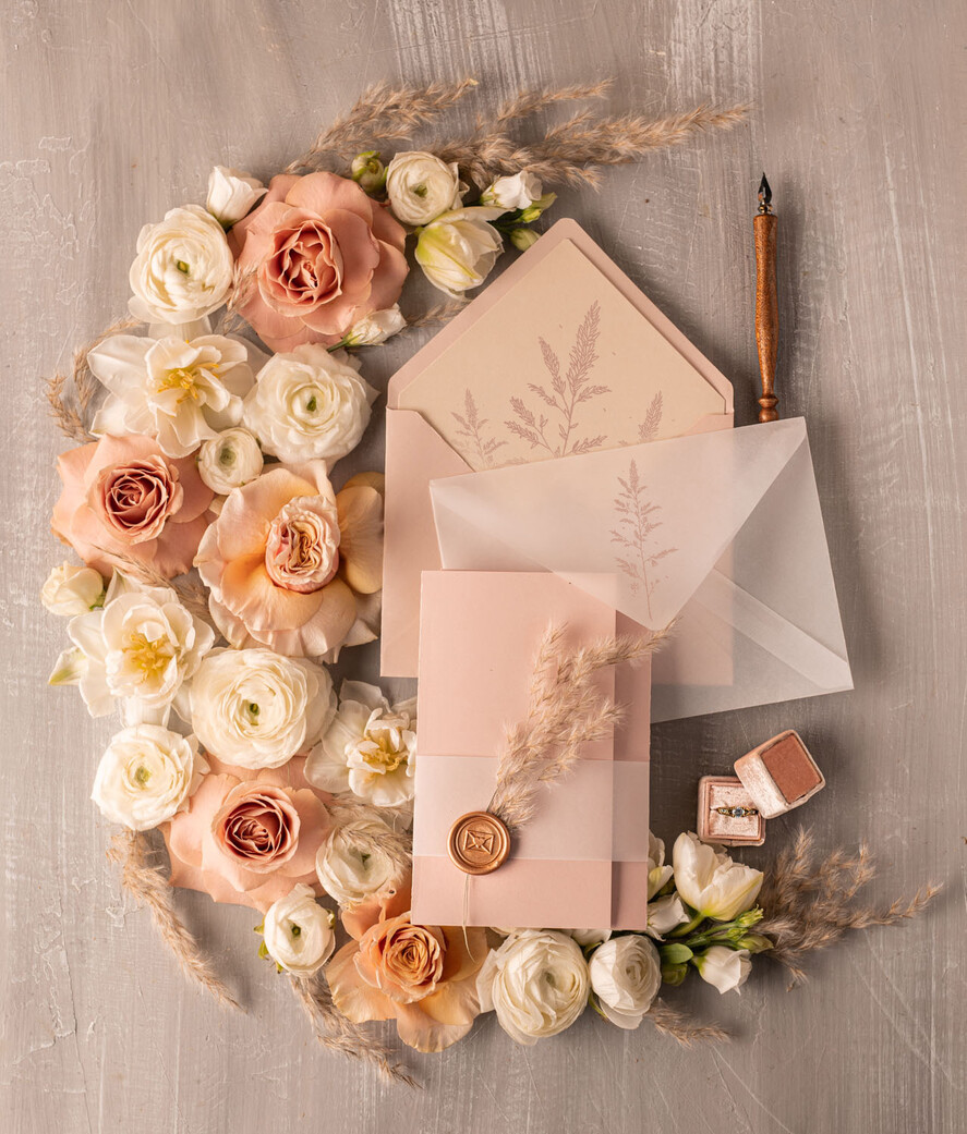 WEDDING INVITATIONS Modern Invites Floral Cards Boho Blush Pink Wedding Invitations, Bohemian Pampass Grass Wedding Invites, Modern Wedding Invitation Set, Modern Minimalistic stationary