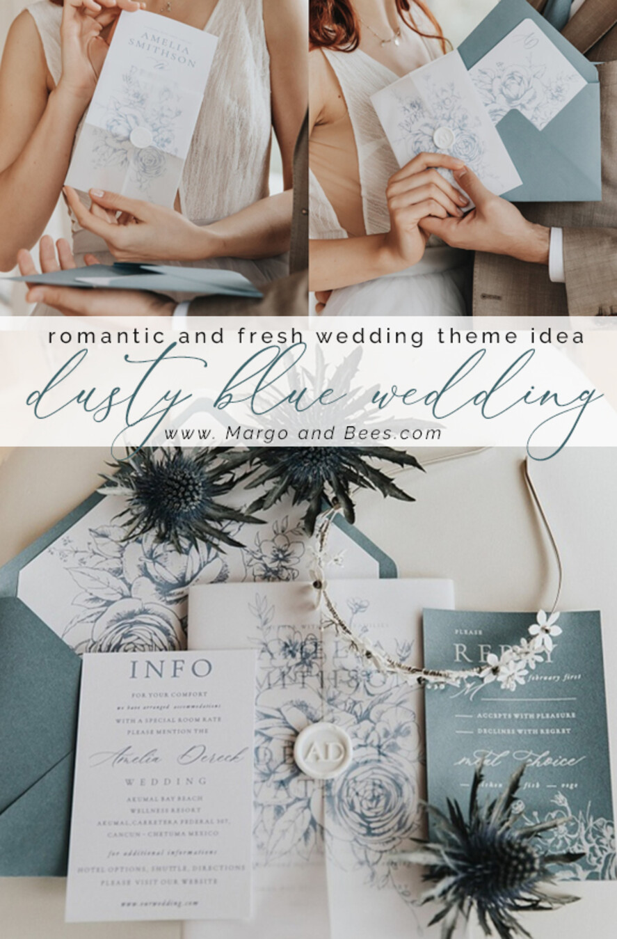 WEDDING INVITATIONS Modern Invites Floral Cards  Delicate Dusty Blue Wedding Invitations, Modern Floral Wedding Invites, Minimalistic Vellum Wedding Invitation Suite, Elegant And Handmade Wedding Stationery