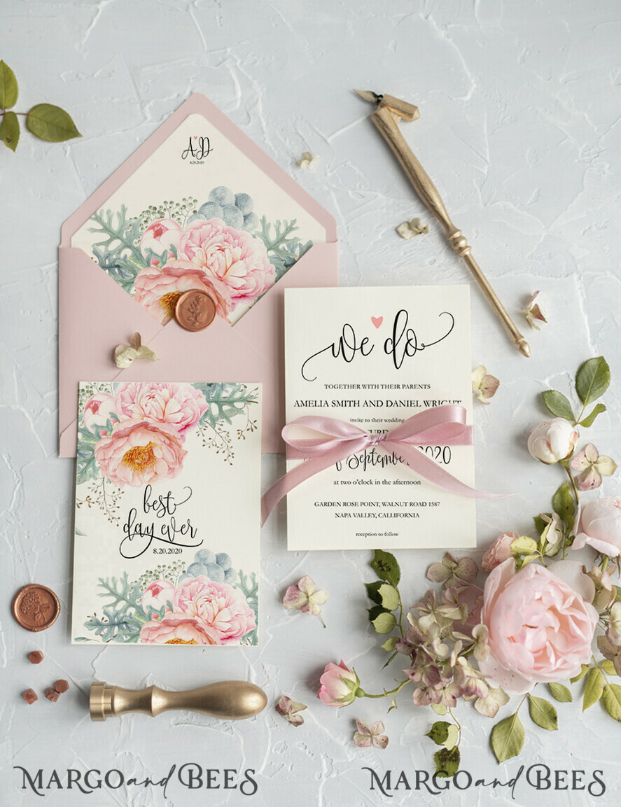 Blush pink wedding invitations, blush pink wedding, blush pink wedding  cards, floral wedding invitat