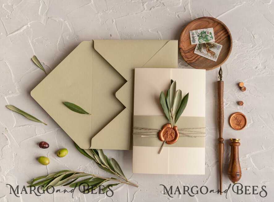 WEDDING INVITATIONS Modern Invites Floral Cards Olives Tuscany Wedding invitations, Elegant Simple wedding invitation Suite • Greek Travel Wedding Stationery • Natural Olives Luxury wedding Invites