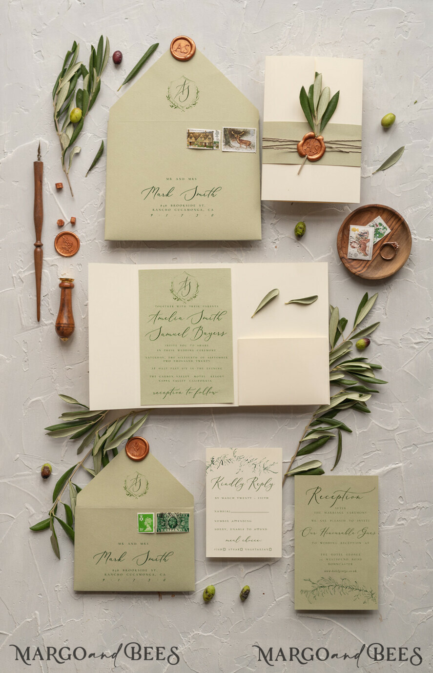 WEDDING INVITATIONS Modern Invites Floral Cards Olives Tuscany Wedding invitations, Elegant Simple wedding invitation Suite • Greek Travel Wedding Stationery • Natural Olives Luxury wedding Invites
