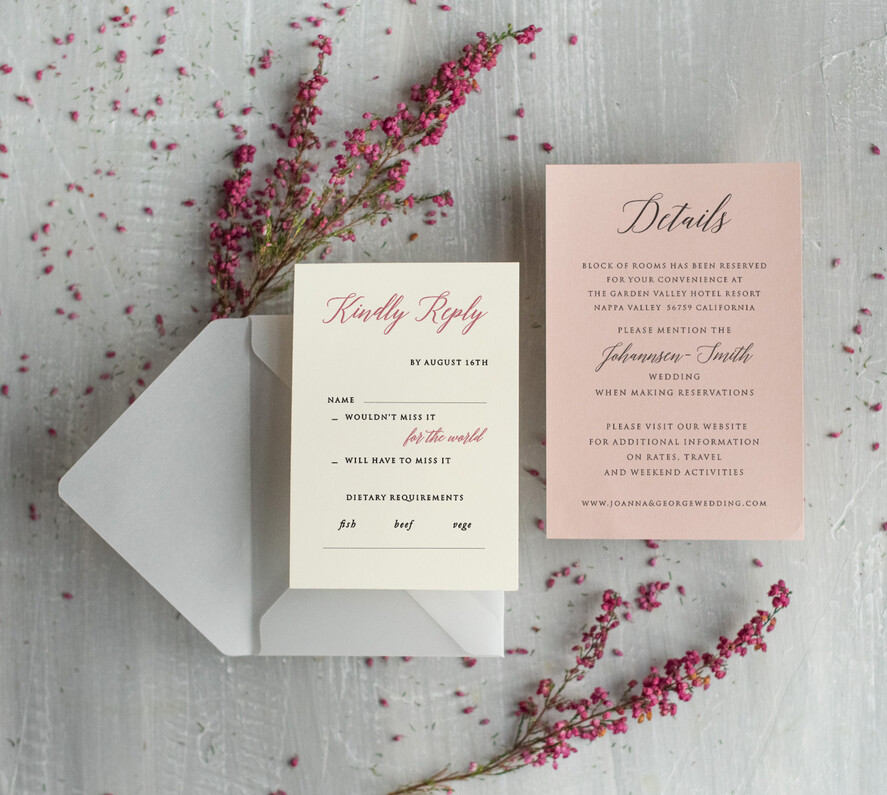 WEDDING INVITATIONS Modern Invites Floral Cards  Romantic Blush Pink Wedding Invitations, Elegant Wedding Invitation Suite With Heather, Delicate Vellum Wedding Invites, Minimalistic Wedding Cards