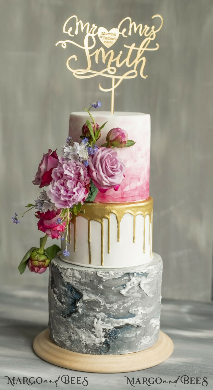 wedding cake topper golden cake topper