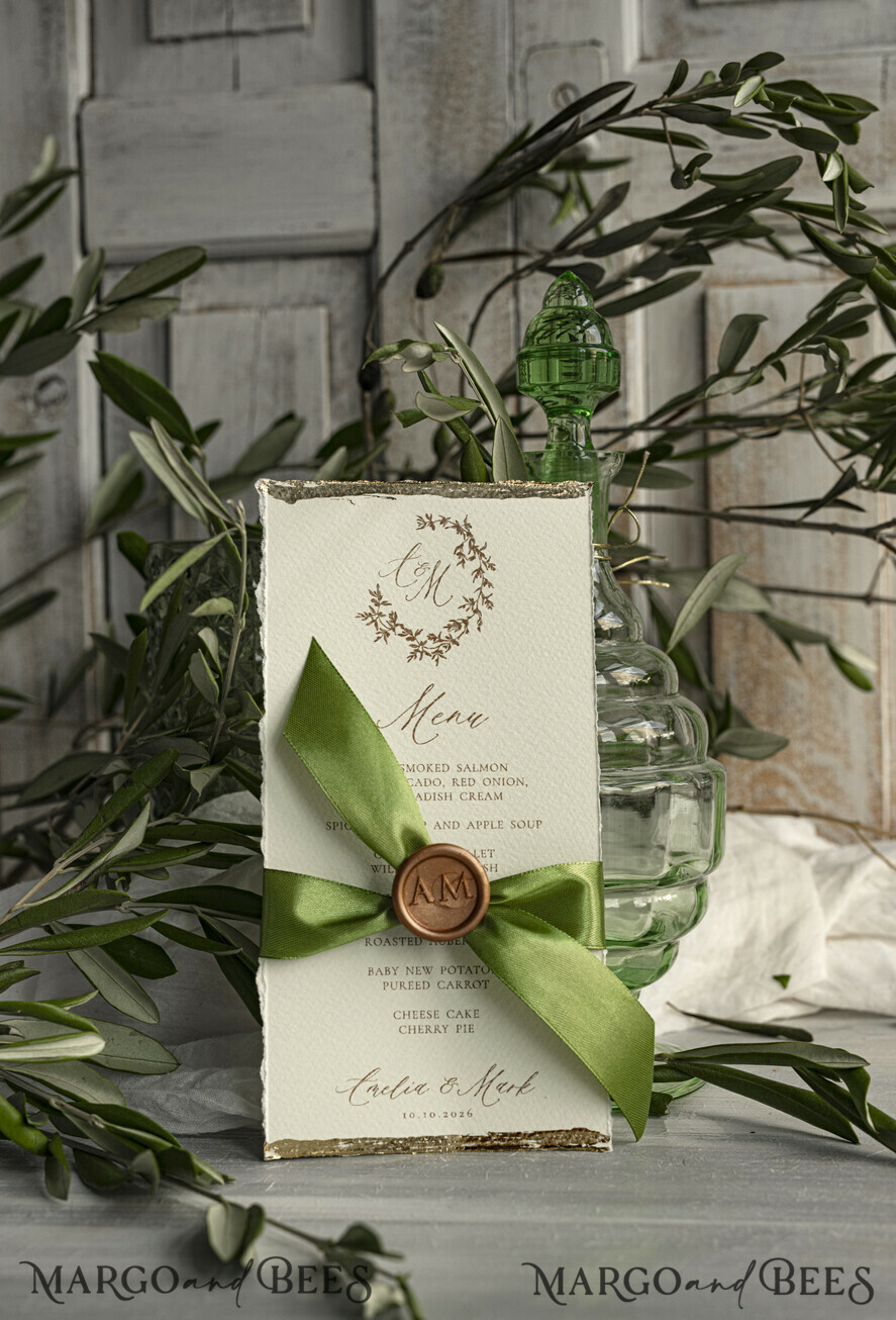 MENU & PROGRAMS romantic Elegant wedding menu card – a stylish way to display your wedding dishes and beautifully complement your table décor and place settings.