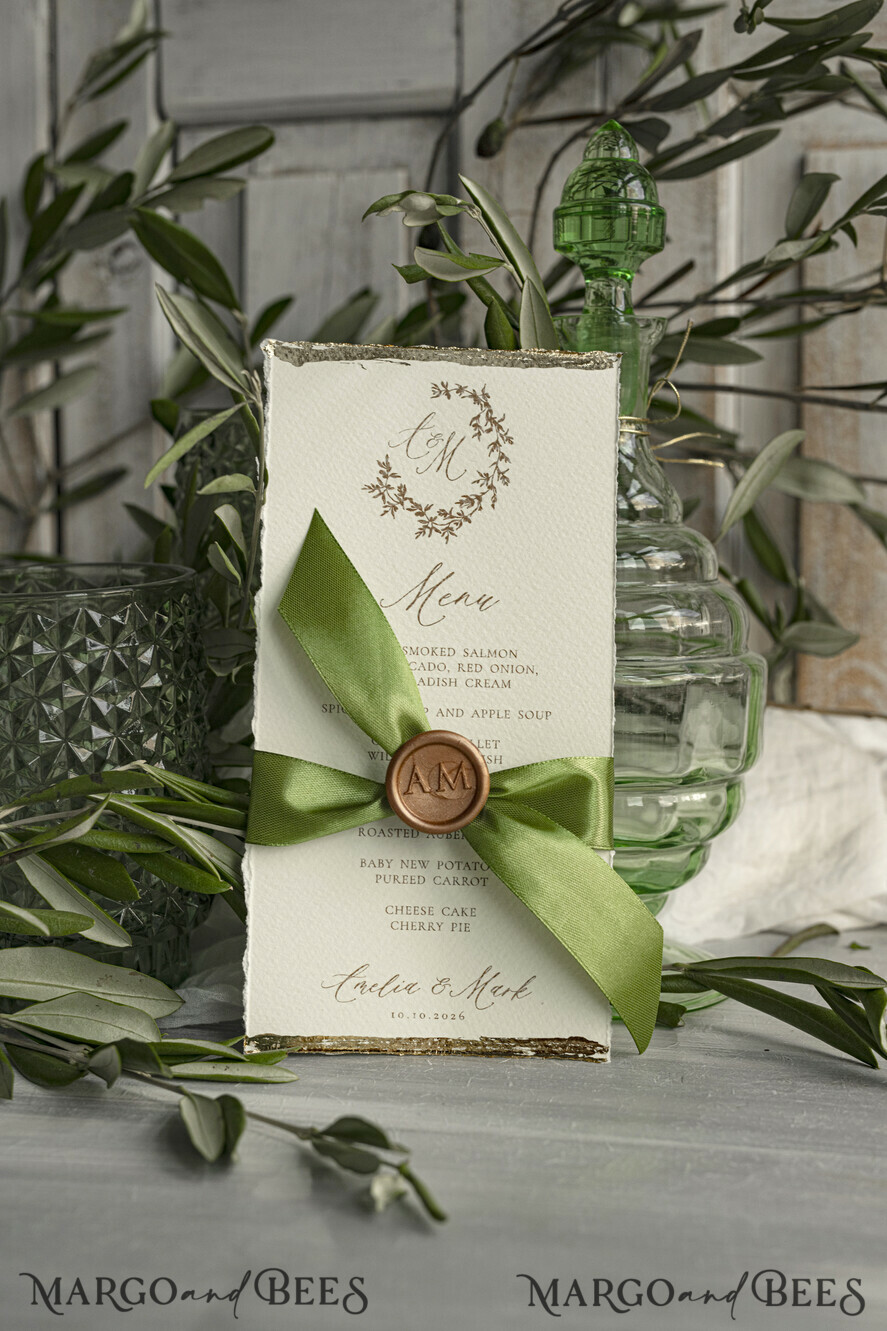 MENU & PROGRAMS romantic Elegant wedding menu card – a stylish way to display your wedding dishes and beautifully complement your table décor and place settings.