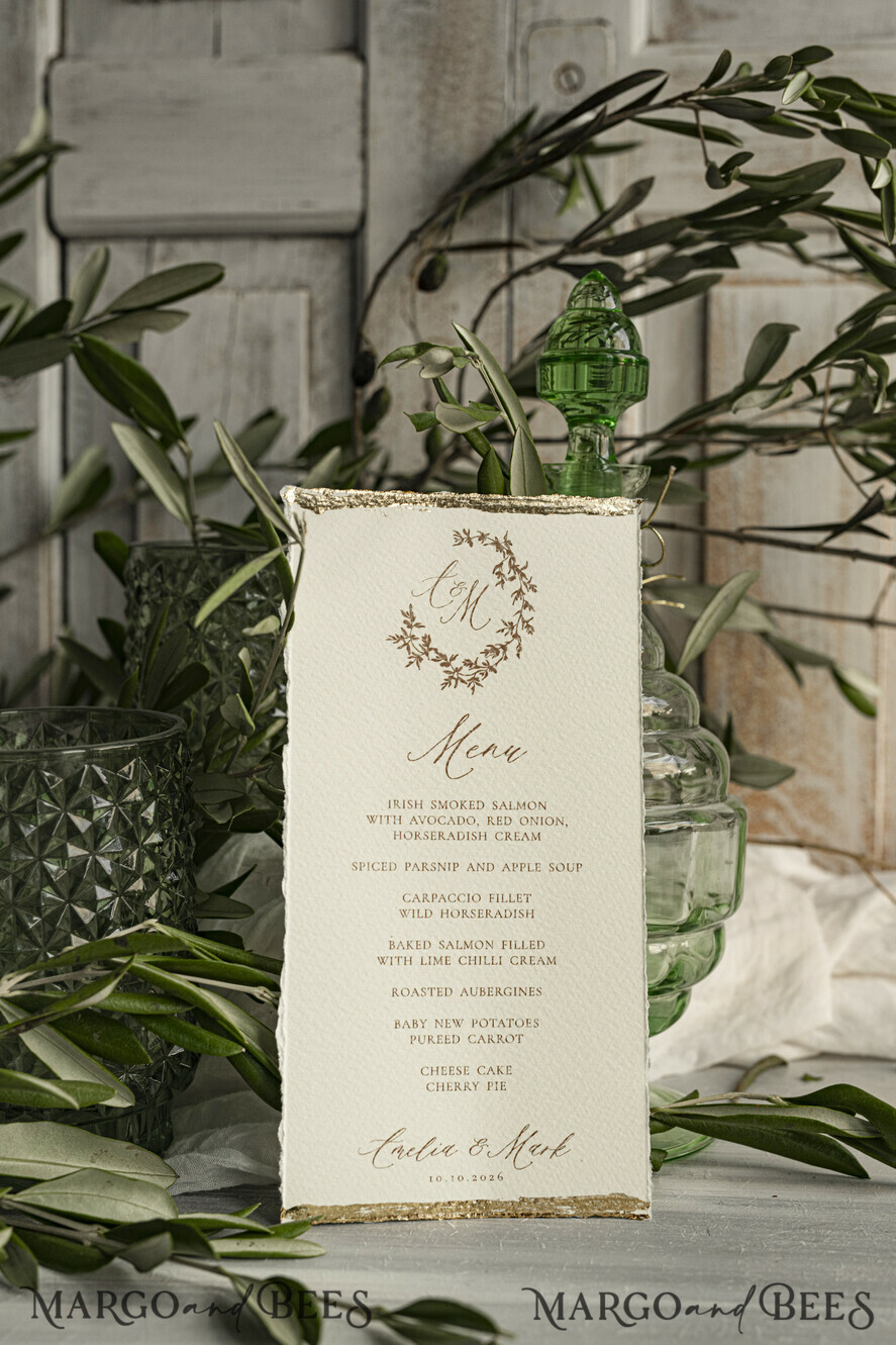 MENU & PROGRAMS romantic Elegant wedding menu card – a stylish way to display your wedding dishes and beautifully complement your table décor and place settings.