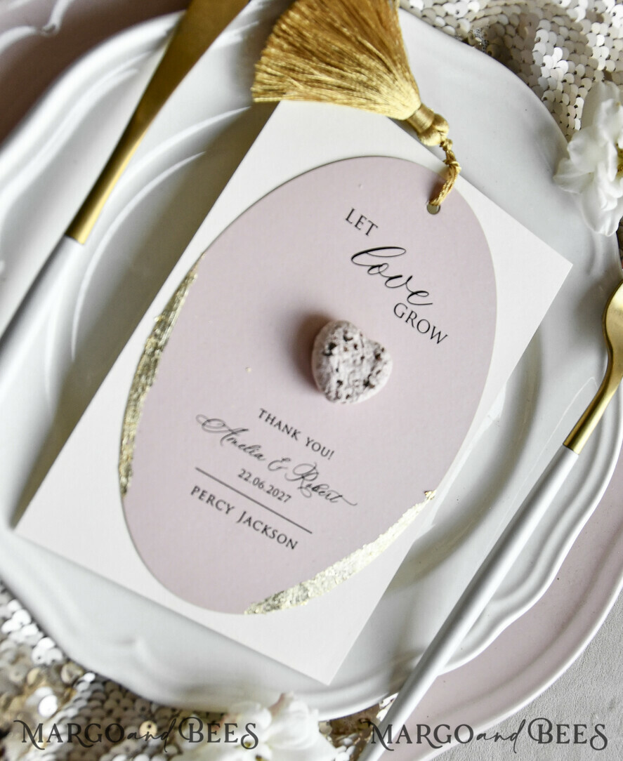 MENU & PROGRAMS romantic 3-in-1 Wedding Menu, Place Card and Plantable Favor Gift | Personalized Let Love Grow Wedding Favor