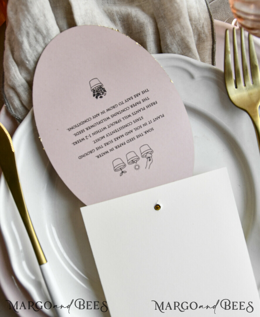 MENU & PROGRAMS romantic 3-in-1 Wedding Menu, Place Card and Plantable Favor Gift | Personalized Let Love Grow Wedding Favor