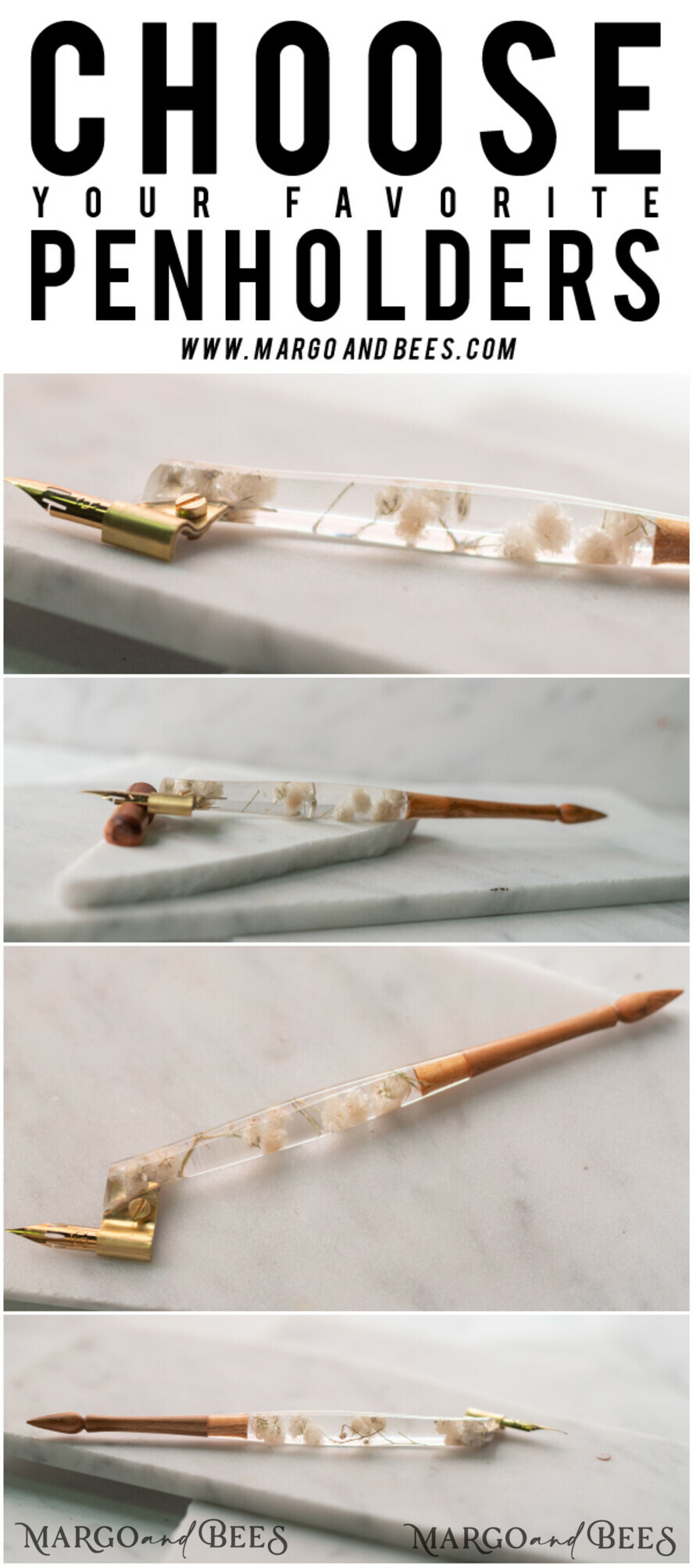 Wood and resin English Oblique Pen, Handmade resin baby breath flowers  Wooden Antique Dip Pen, Wood Oblique Calligraphy Pen Holder, perfect gift  for