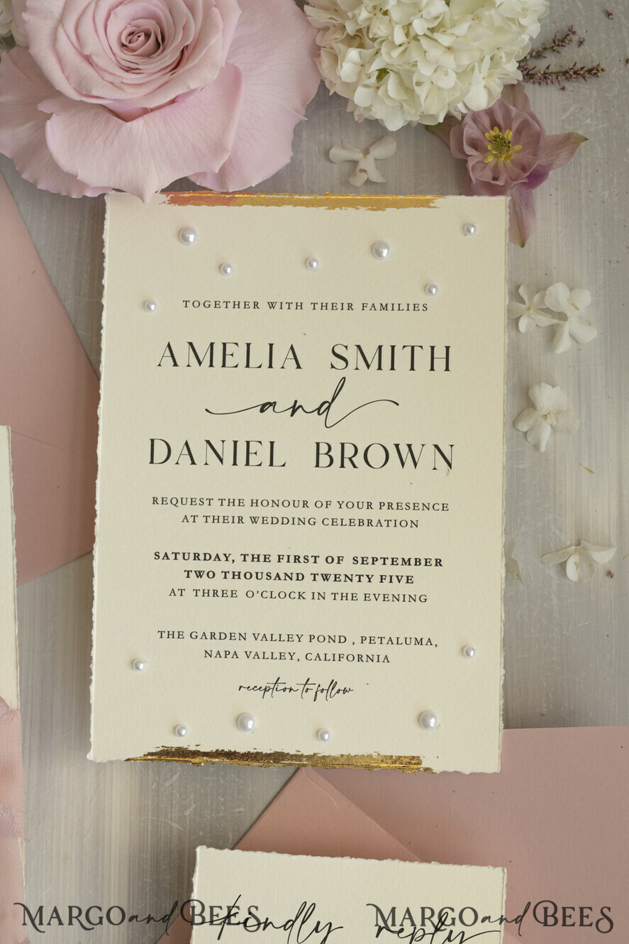 WEDDING INVITATIONS modern calligraphy / fine art Sage green  Fine Art Wedding Invitations with Gold Leaf, Deckled Edges, RSVP  qr code Silk Ribbon Bespoke Elegant Wedding Suite